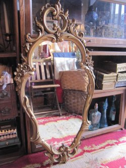 画像1: 特大◆非対称！70's　アメリカアンティークミラー　鏡*欧州Antique50'sディスプレイ