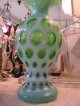 スペシャル品◆グリーンオパールセント　コインドット花瓶Fenton　Antiques 