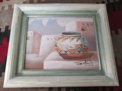 画像1: 貴重！ネイティブアメリカン　壺の絵画 インディアン/ヴィンテージ雑貨卍オルテガサンタフェナバホ族ペンドルトンアリゾナ州
