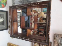 画像1: アメリカアンティーク　50's〜　Antique USA　木製シャドーボックス　壁掛けミラー鏡/カリフォルニア西海岸ヴィンテージ家具