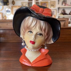 画像1: 貴重！ 50's　貴婦人の花瓶　陶器女性の置物　アメリカアンティークJapan輸出品/VOGUEイギリス英国ヴィンテージフランスヨーロッパ
