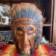 貴重巨大！60's〜70's BIGネイティブアメリカン　インディアン木彫り像　USAアンティーク 　ヴィンテージ雑貨/navajoアリゾナ州50'sナバホ族古着プエブロウエスタン