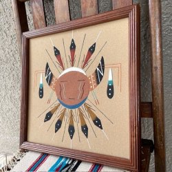画像3: 貴重！ネイティブアメリカン ナバホ族navajoサンドペイント壁掛け　プエブロUSAヴィンテージ雑貨/カチナニューメキシコ州アンティーク
