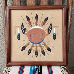 画像1: 貴重！ネイティブアメリカン ナバホ族navajoサンドペイント壁掛け　プエブロUSAヴィンテージ雑貨/カチナニューメキシコ州アンティーク