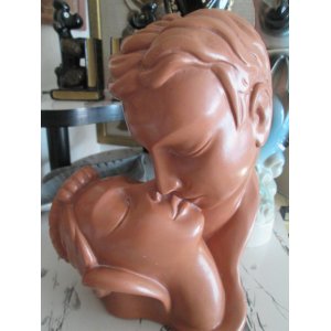 画像: レア◆50's　ロカビリー　男女キス胸像置物　USA製Antique アールデコ モダン