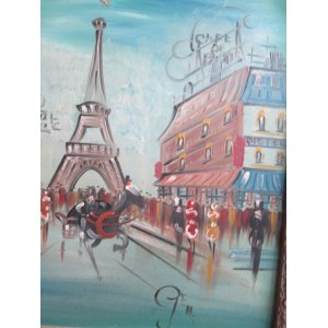 画像: 50's 特大130cm〜フランスParis風景画オイルペイント　アンティーク絵画