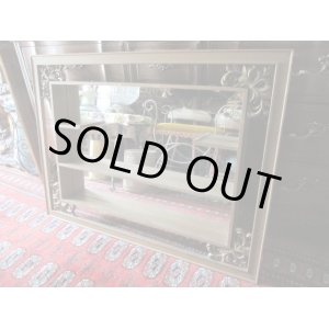 画像: 貴重　！　アメリカアンティーク　50's〜60's USA金色木製シャドーボックス　壁掛けミラー 鏡/ヴィンテージ家具ミッドセンチュリー  