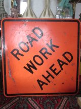 画像: 実物大型！ROAD WORK ビンテージ看板　ロードサイン　USAアメリカ道路標識