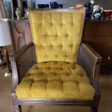 画像: 貴重！50's〜アメリカアンティーク　黄色ハイバック木製チェア椅子　USAヴィンテージ家具/70'sネイティブナバホ古着インダストリアル西海岸
