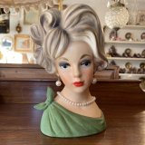 画像: 希少品Big！50's〜西洋女性の陶器花瓶　アメリカアンティーク　USAヴィンテージ雑貨 /60's70'sハワイレトロ蚤の市北欧モダンアールデコ