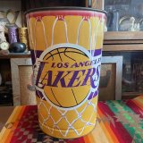 画像: 貴重！NBAアメリカヴィンテージ　ロサンゼルスレイカーズLakersゴミ箱　USA製バスケットボール雑貨/西海岸古道具60’s70's古着アンティーク