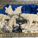 画像: 希少芸術品！BIGサイズ！ヴィンテージラグ　白熊の親子の絨毯　イタリア雑貨ラグ/北極フランス動物ペルシャキリム家具イギリスアンティーク