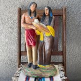 画像: 60's〜70's BIG ネイティブアメリカン　インディアン親子の置物　アリゾナ州　USAヴィンテージ雑貨/navajoナバホ族チマヨ雑貨プエブロ