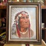 画像: 希少品！ネイティブアメリカン　Chief酋長インディアン油彩絵画　USAヴィンテージ　プエブロ雑貨/ナバホ族ホピ壷カチナチマヨ50'sアリゾナ州ペンドルトン