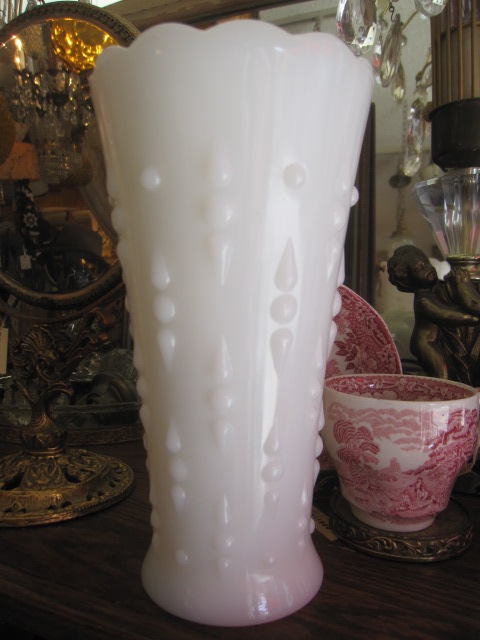 □50's〜ミルクガラス花瓶アメリカ製アンティーク*ミッドセンチュリー 