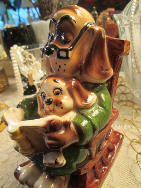 画像1: ◆60's〜アメリカアンティーク　犬Dogの貯金箱　陶器*キノコ雑貨