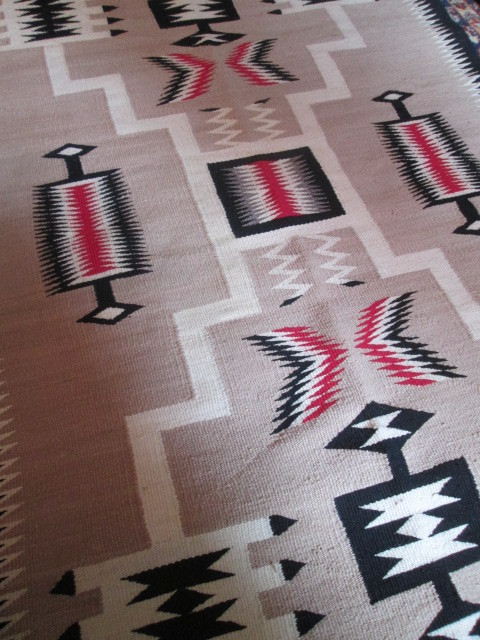 画像1: 希少！1930年代 Navajo rug ヴィンテージ  ナバホラグ Native American Storm Pattern Rug  /プエブロカチナアリゾナ州