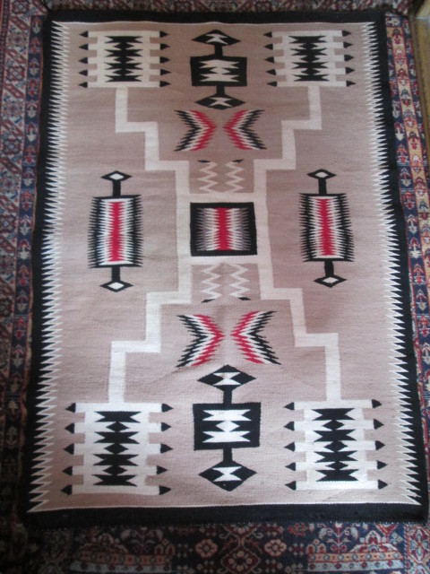 画像2: 希少！1930年代 Navajo rug ヴィンテージ  ナバホラグ Native American Storm Pattern Rug  /プエブロカチナアリゾナ州