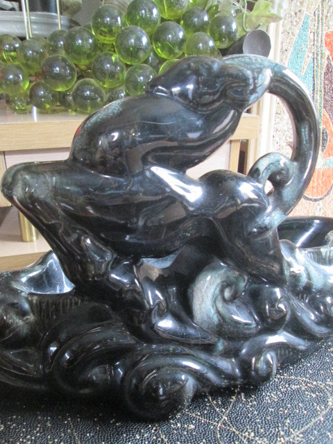 画像1: ◆50's 黒色ガゼル 花瓶置物　USA製アンティーク*ロカビリー40's