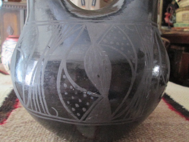 画像4: ■Very old ネイティブアメリカン ポタリー壷（66)*black on black native pottery