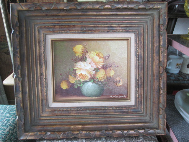 画像1: Old アンティーク　花の絵画　油彩 Antique　USAアメリカ 