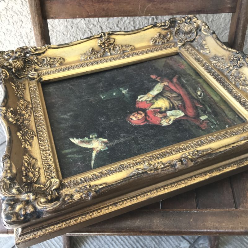 Very Old 19世紀 アンティーク道化師 絵画 油彩 Antique /ヨーロッパ 