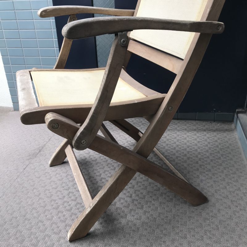 貴重！50's〜アメリカアンティーク木製折りたたみ椅子チェア