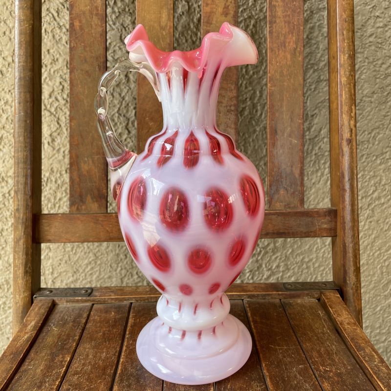 フェントングラス ピッチャー 手作り ガラス 花瓶❤️ - 花瓶