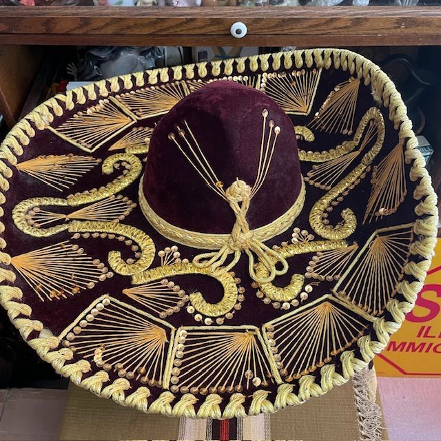 画像1: 希少品BIG！ヴィンテージ　Mexican hat メキシカンハット帽子　リアル古着　/テキサス州ネイティブアメリカン看板70's80's店舗カウボーイ古道具インディアン