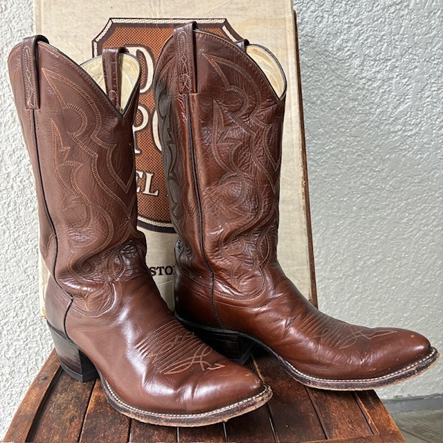 画像1: レア美品！箱付き80's〜USA製ウエスタンブーツ9D DAN POST テキサスTexasヴィンテージ革靴/70's60'sアメリカ古着アリゾナ州ネイティブ