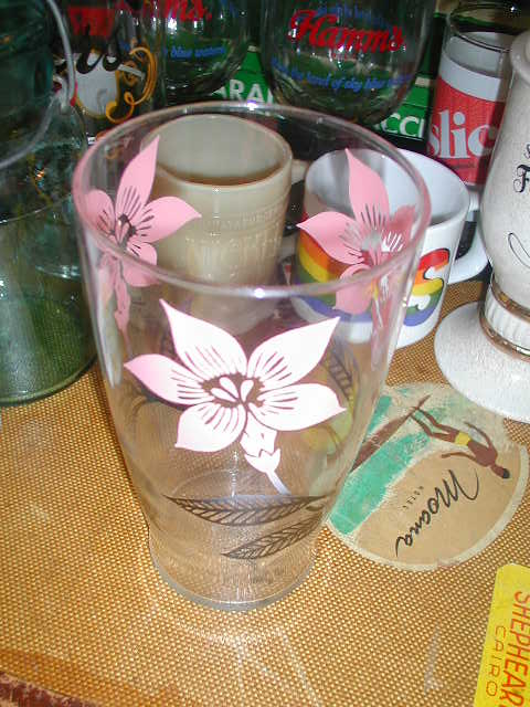 画像3: 希少☆50's　ＵＳＡ製ピンク花柄アンティークグラス（大）*北欧